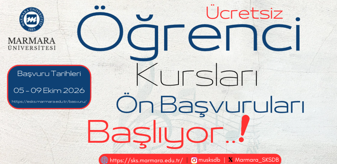 Ücretsiz Öğrenci Kursları Ön Başvuruları Başlıyor - Göztepe Yerleşkesi..
