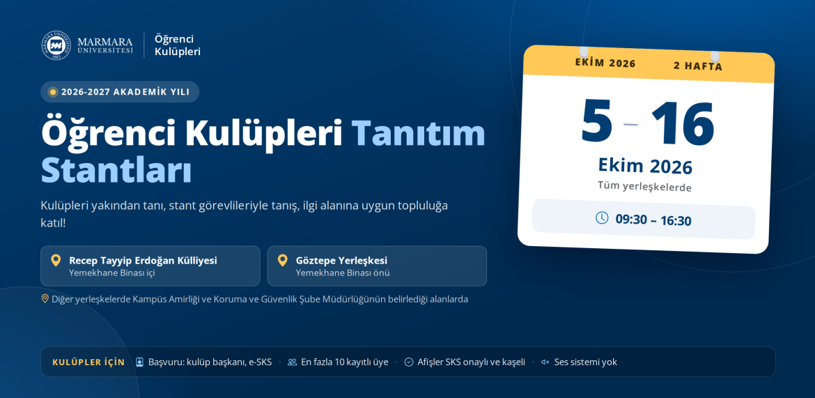 2026-2027 Akademik Yılı Öğrenci Kulüpleri Tanıtım Stantları
